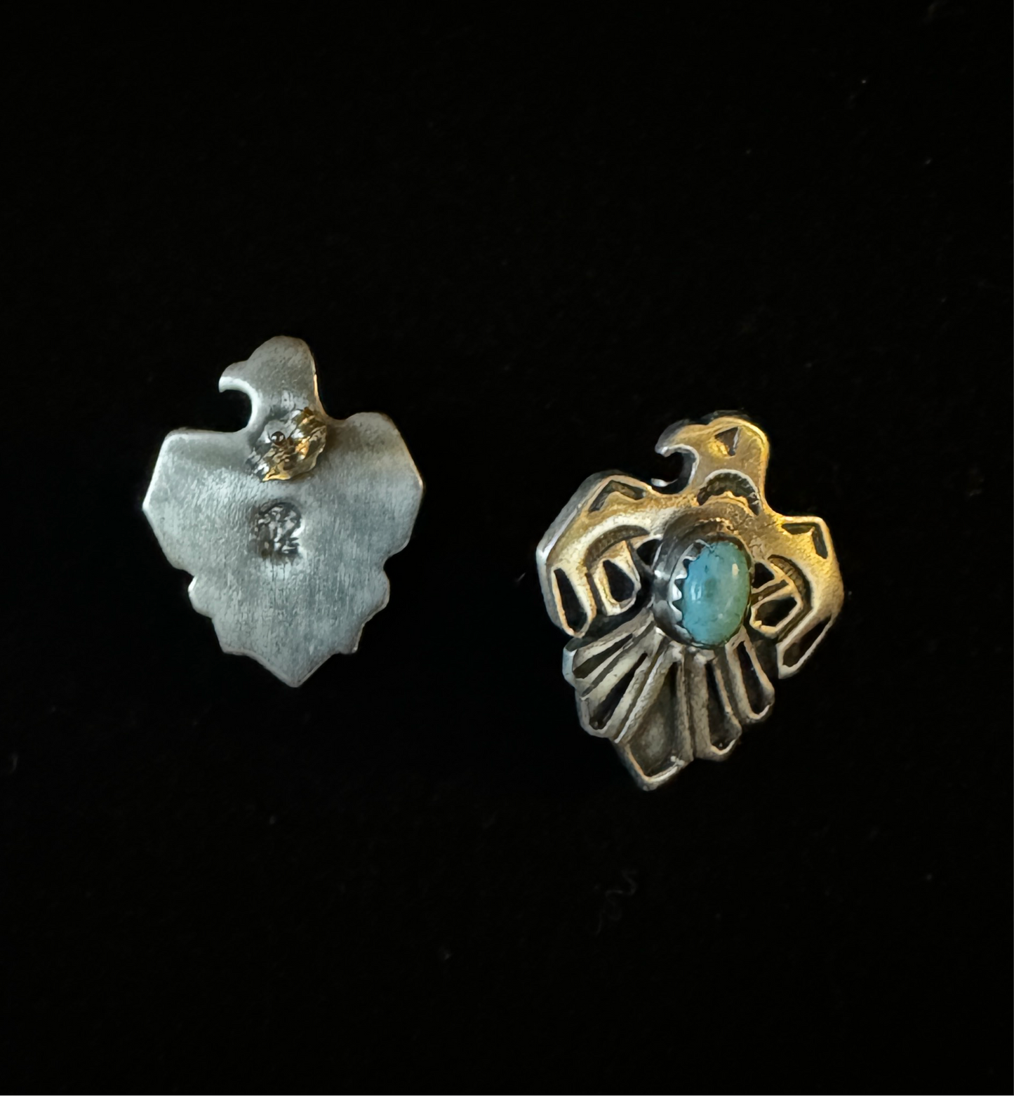 Navajo Sterling Silver Turquoise Thunderbird Post Earring's