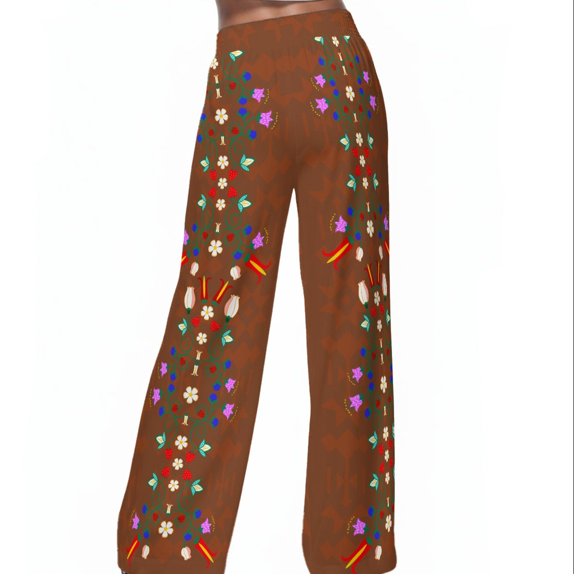 Floral Wide-Leg Pants Rayon