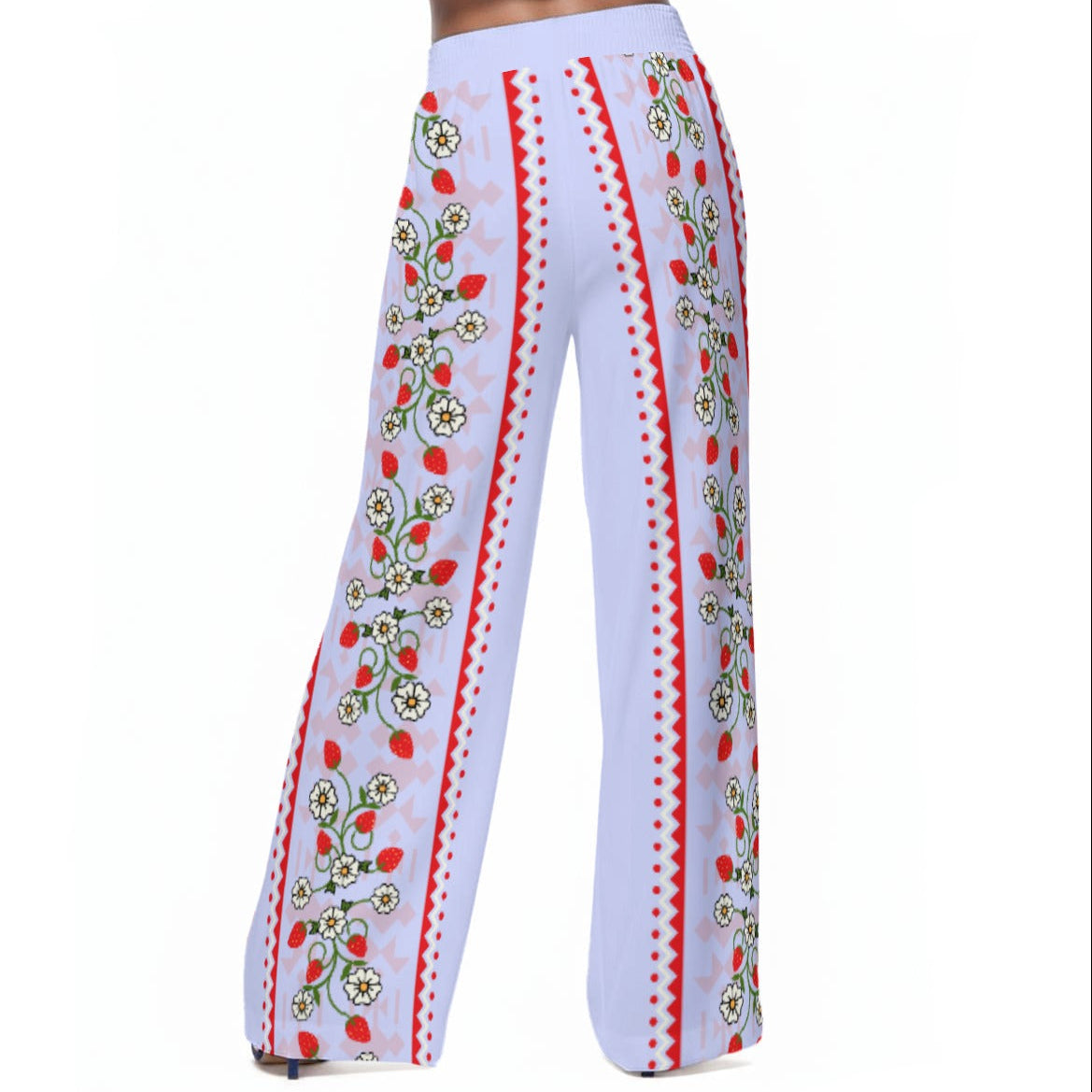 Strawberry Flowy Wide-Leg Pants 100% Rayon