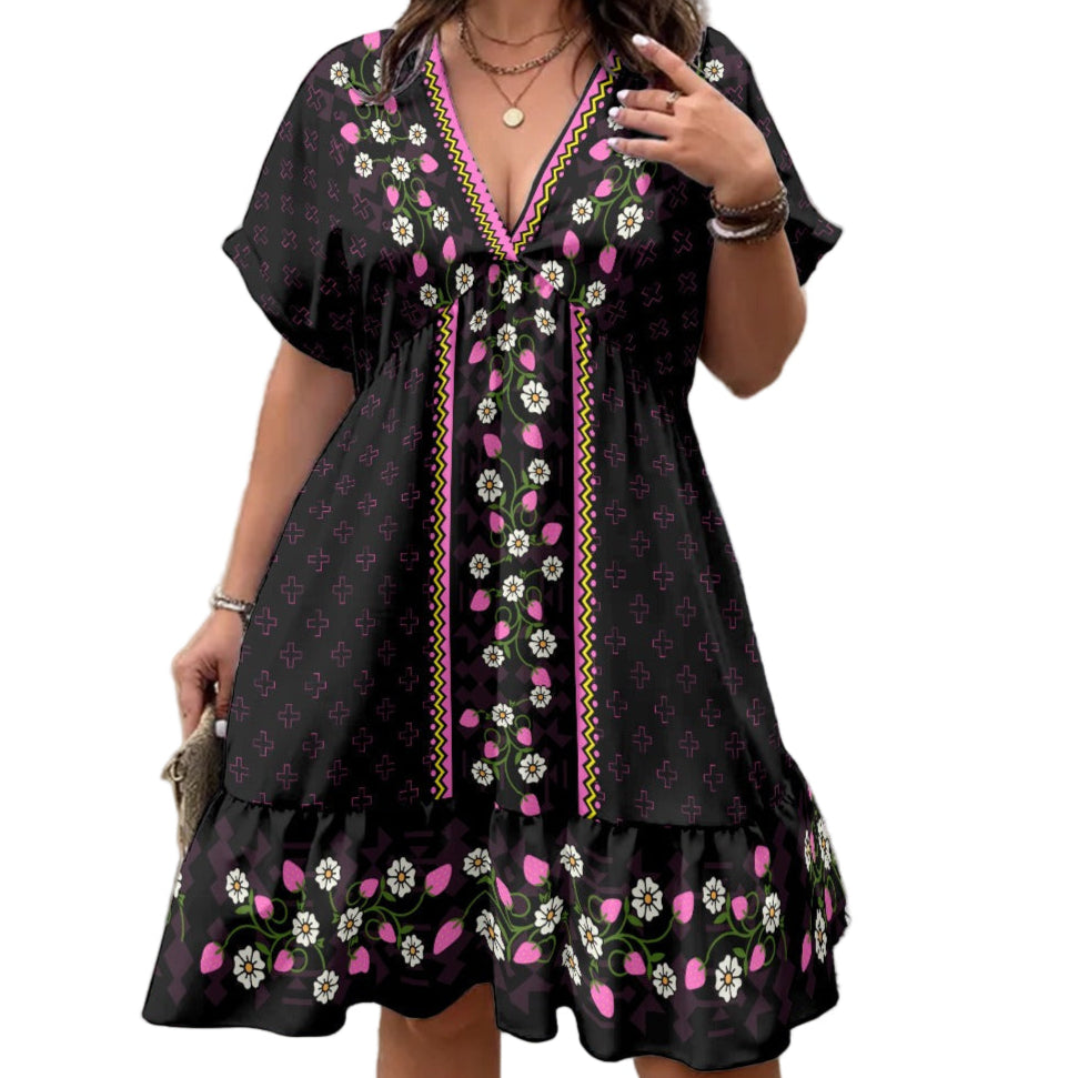 Strawberry Heart Berry Midi Dress