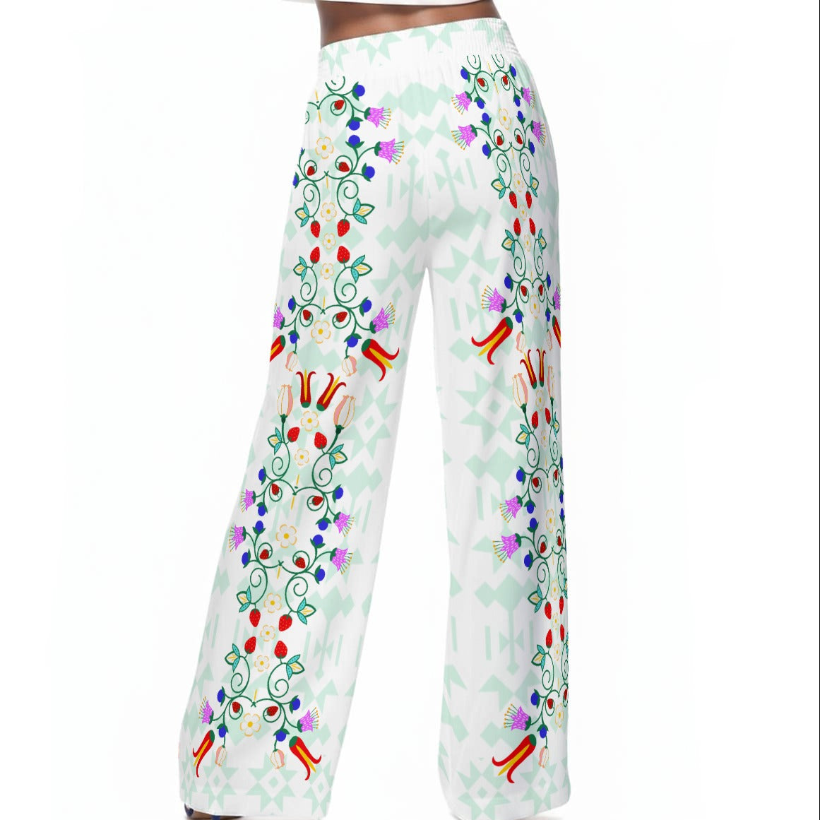Floral Wide-Leg Pants Rayon