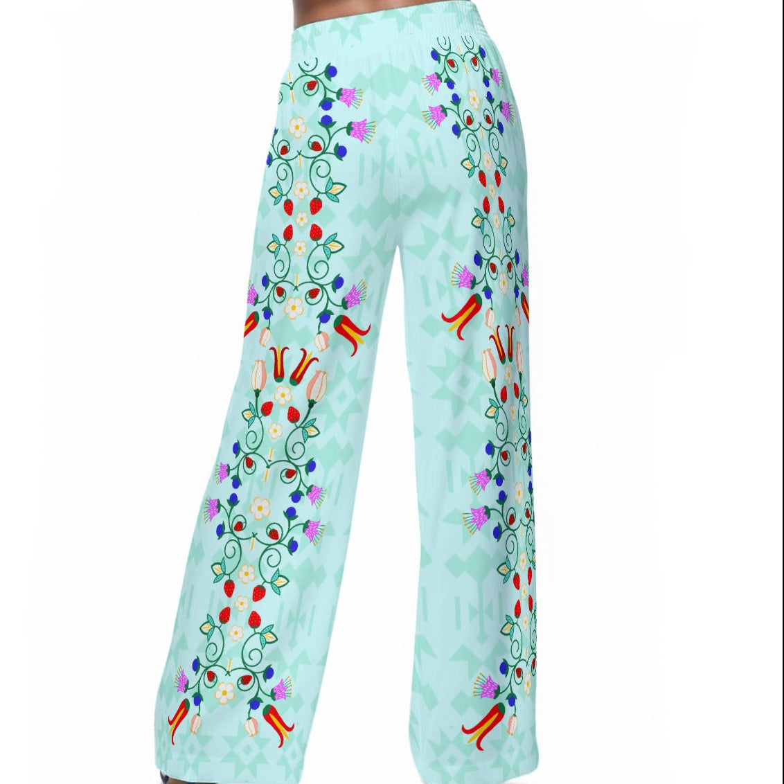 Floral Wide-Leg Pants Rayon
