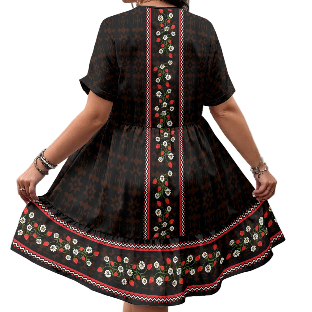 Strawberry Heart Berry Midi Dress