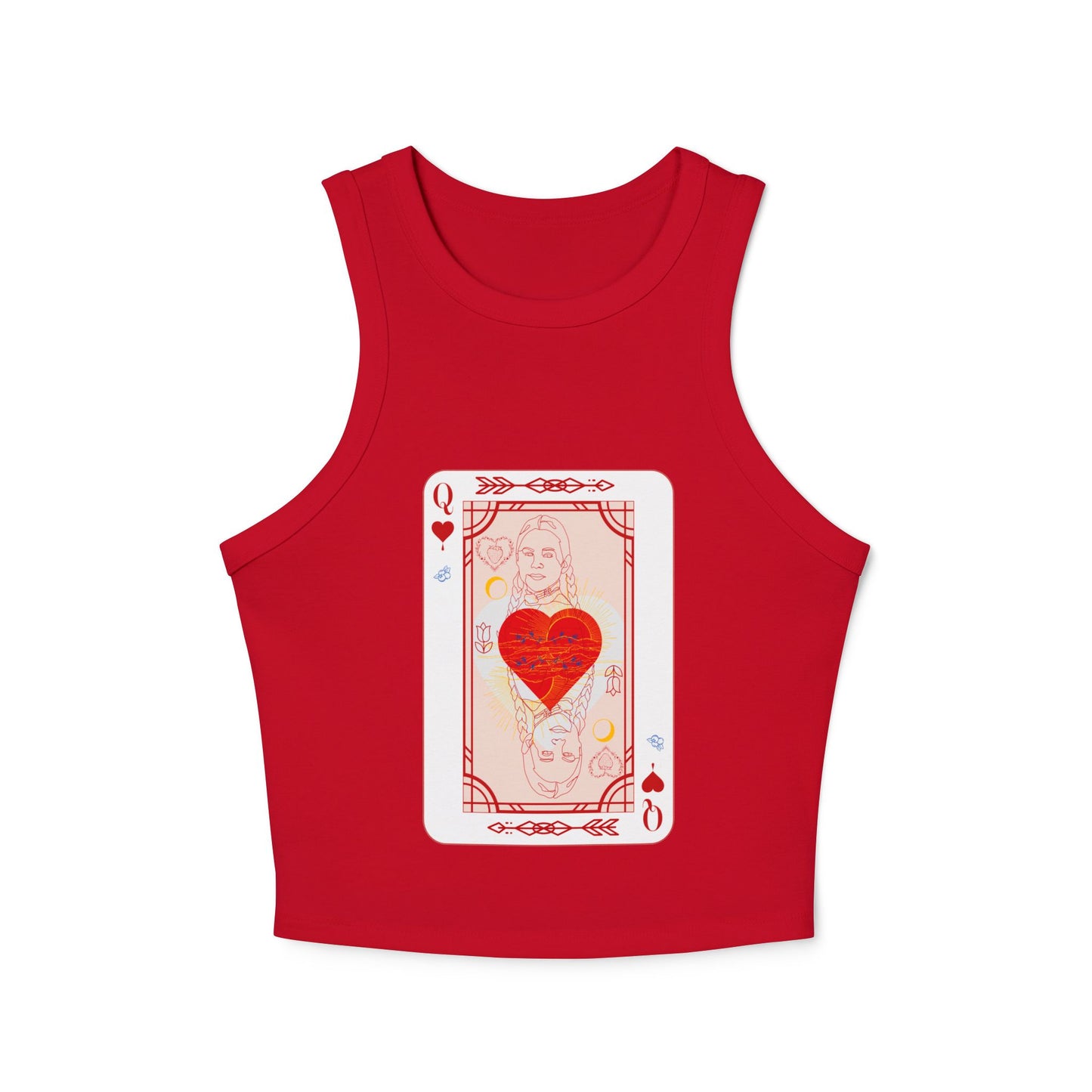 Queen Of Hearts Micro Rib Racer Tank Top