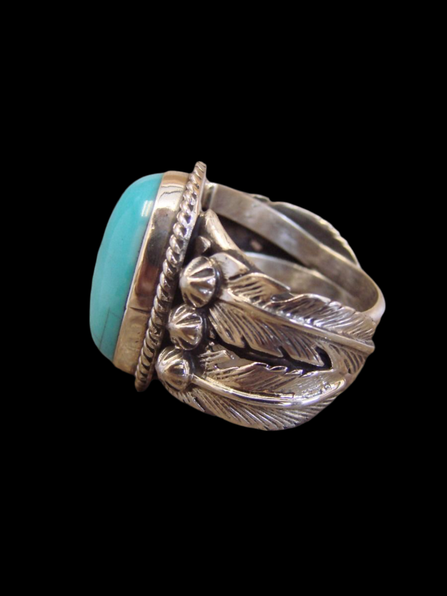 Navajo Sterling Silver Turquoise Ring Signed Sz 6.5
