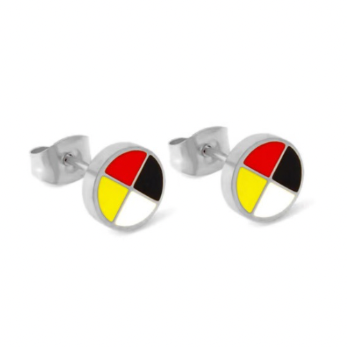 Medicine Wheel Stud Earrings Native jewelry Indigenous Cree four directions