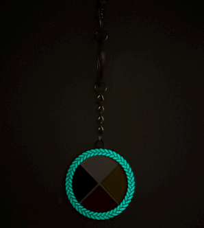 Medicine Wheel Sweetgrass Glow in Dark Key Chain Bag Charm