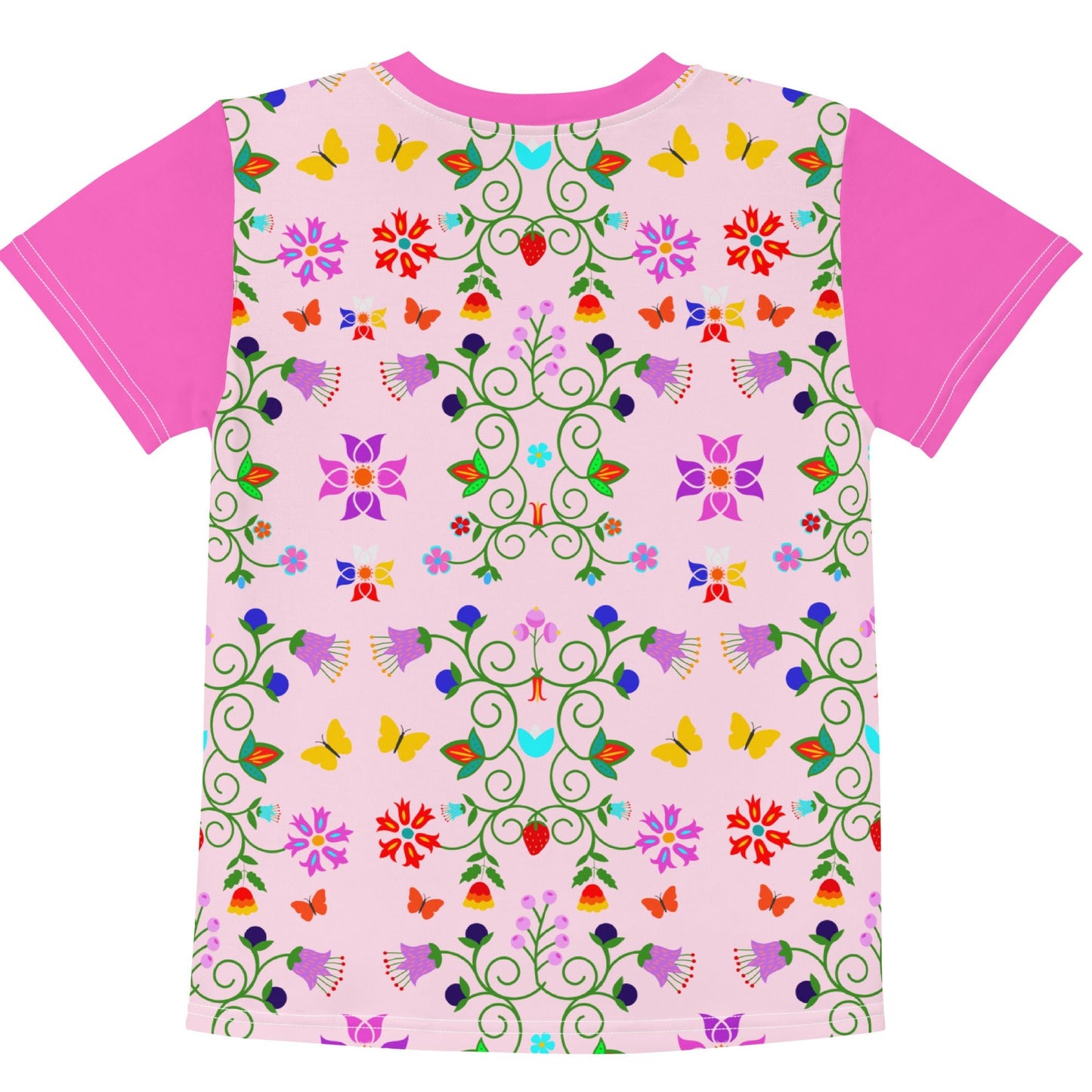 Kids crew neck t-shirt native floral - Nikikw Designs