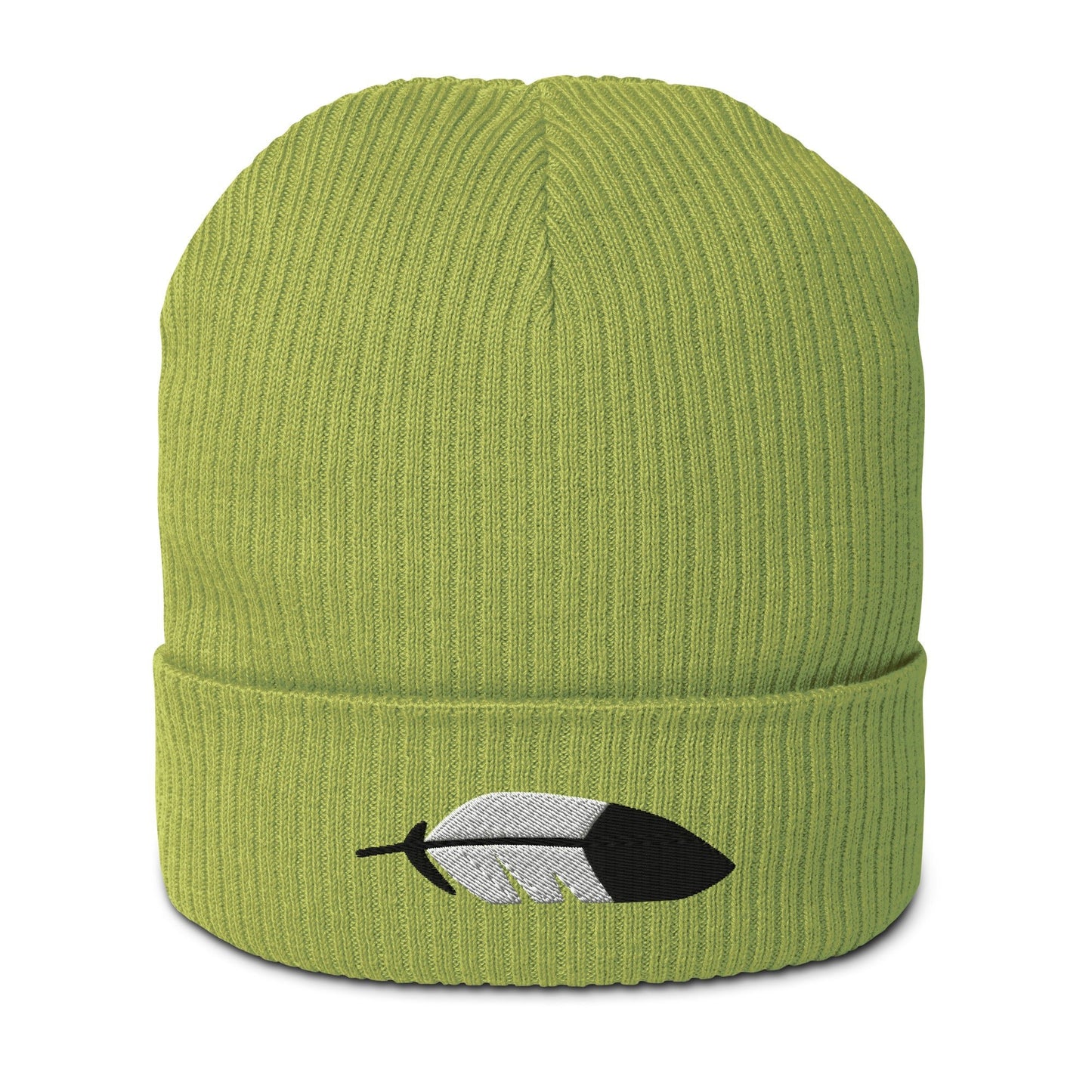 Minimalist Eagle Feather Organic ribbed beanie - Nikikw Designs