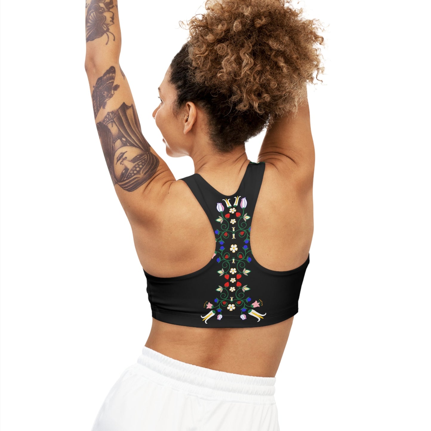 Native Floral Seamless Sports Bra - Nikikw Designs