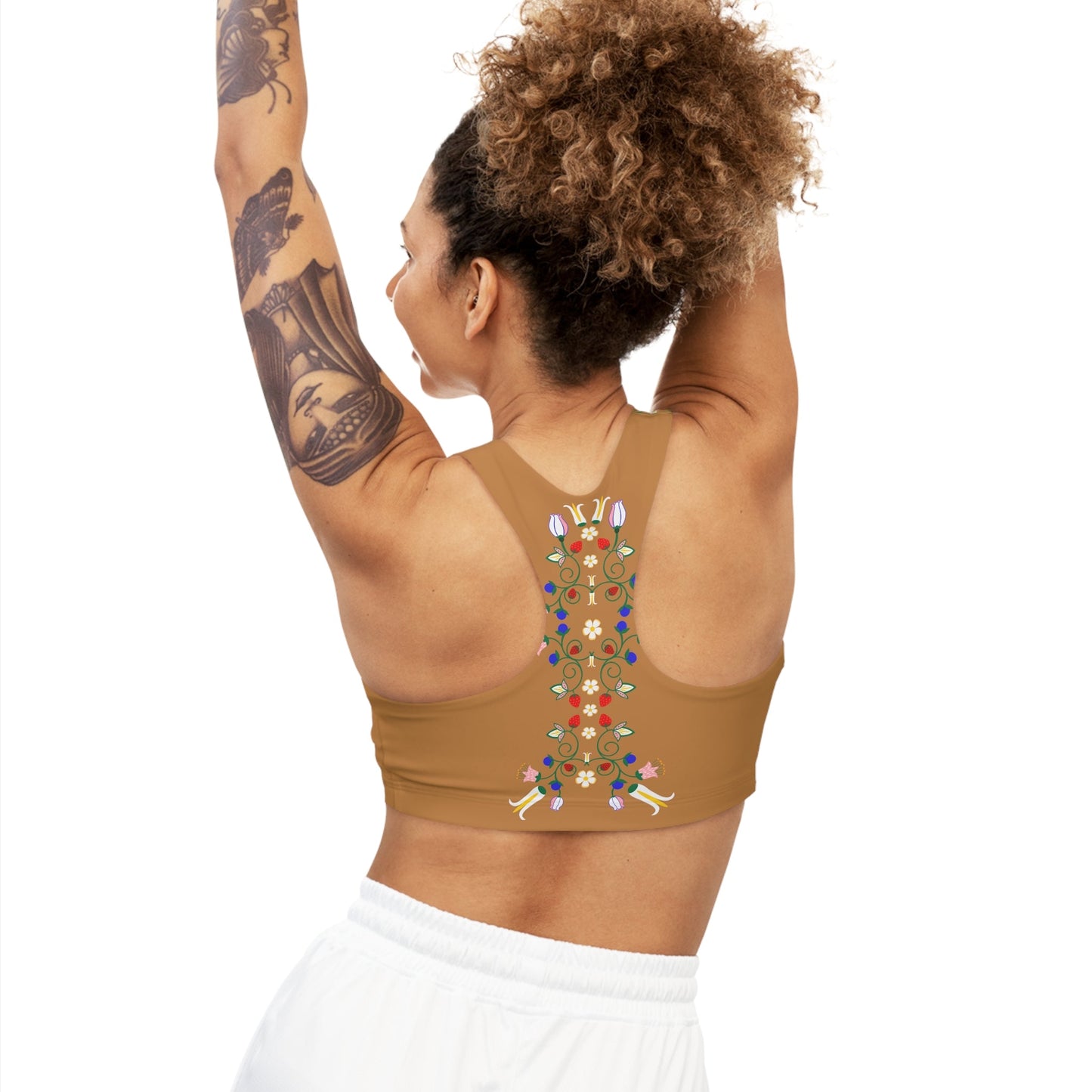 Native Floral Seamless Sports Bra - Nikikw Designs