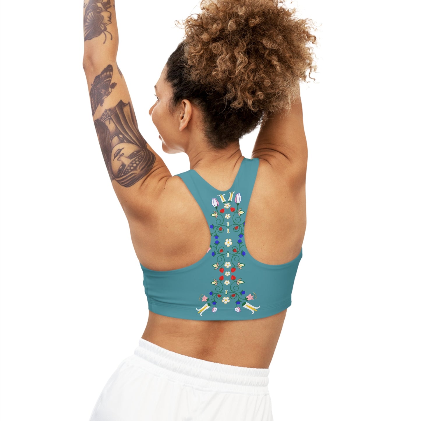 Native Floral Seamless Sports Bra - Nikikw Designs