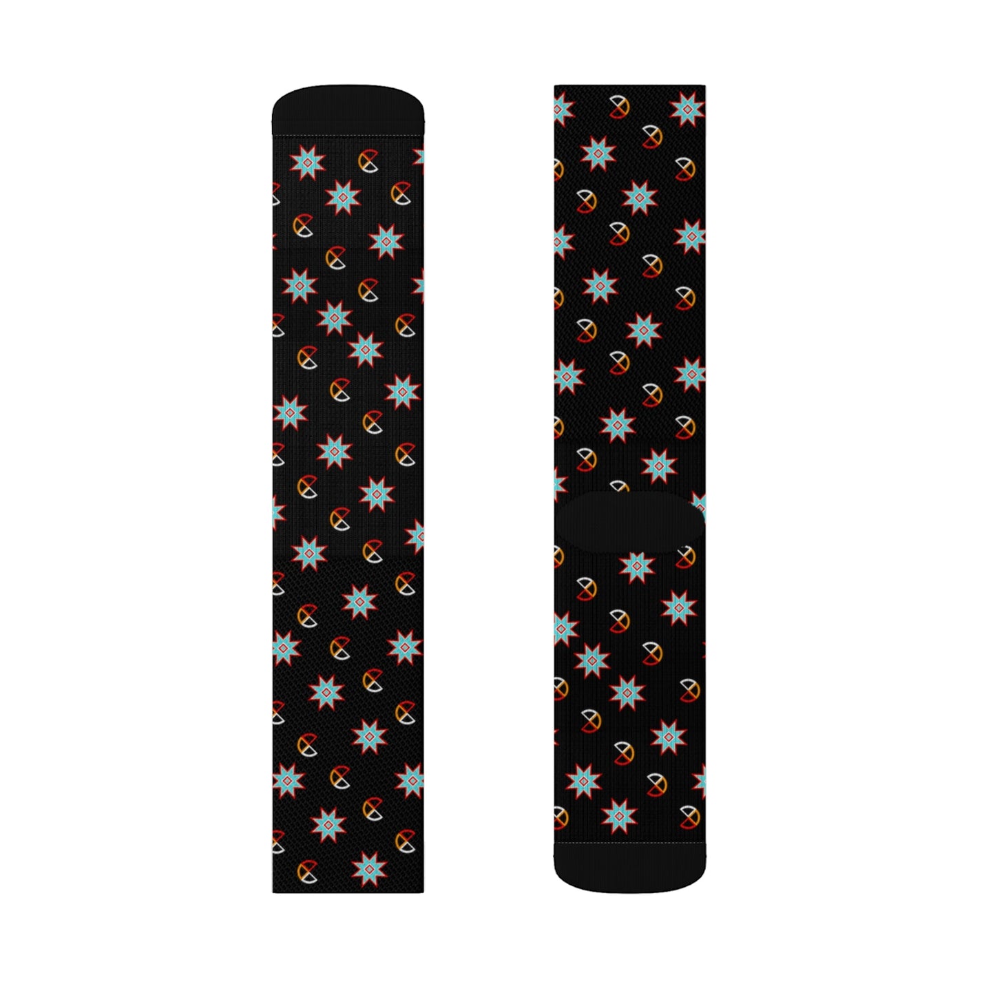 Native Medicine Wheel Socks Indigenous Design Four Directions - Nikikw Designs