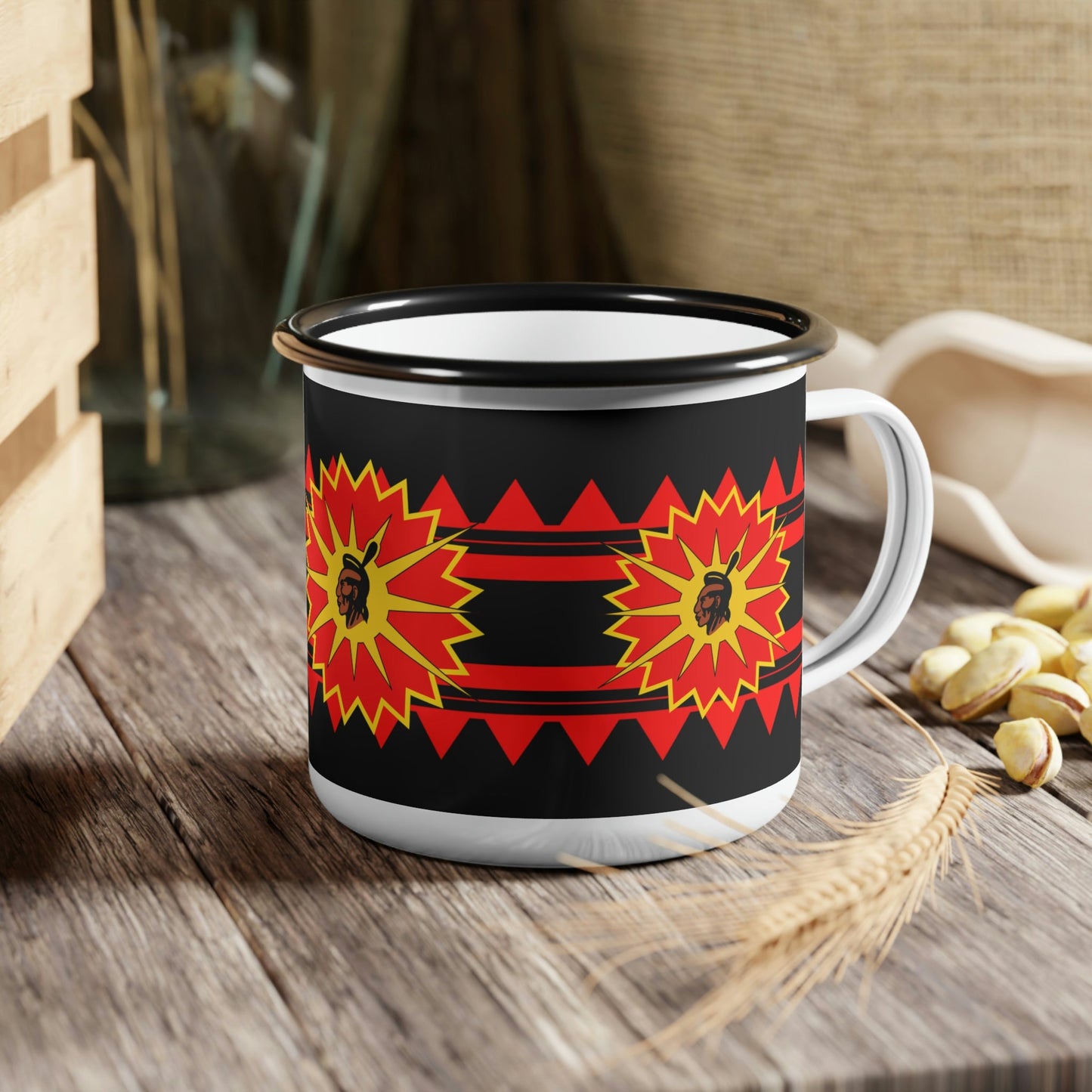 Native Warrior Enamel Camp Cup - Nikikw Designs