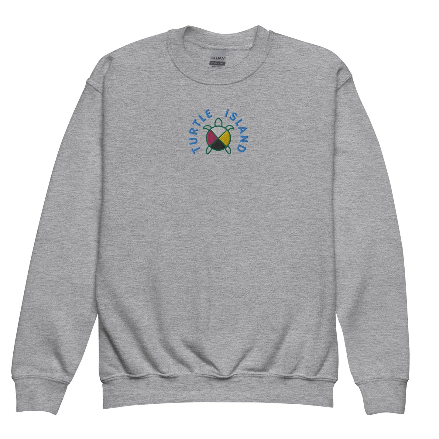 Turtle Island Embroidered Youth crewneck sweatshirt - Nikikw Designs