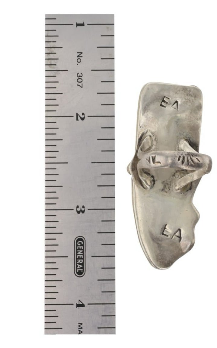 Vintage 2” Signed Navajo Kingman Turquoise Silver Ring size: 6.75 - Nikikw Designs