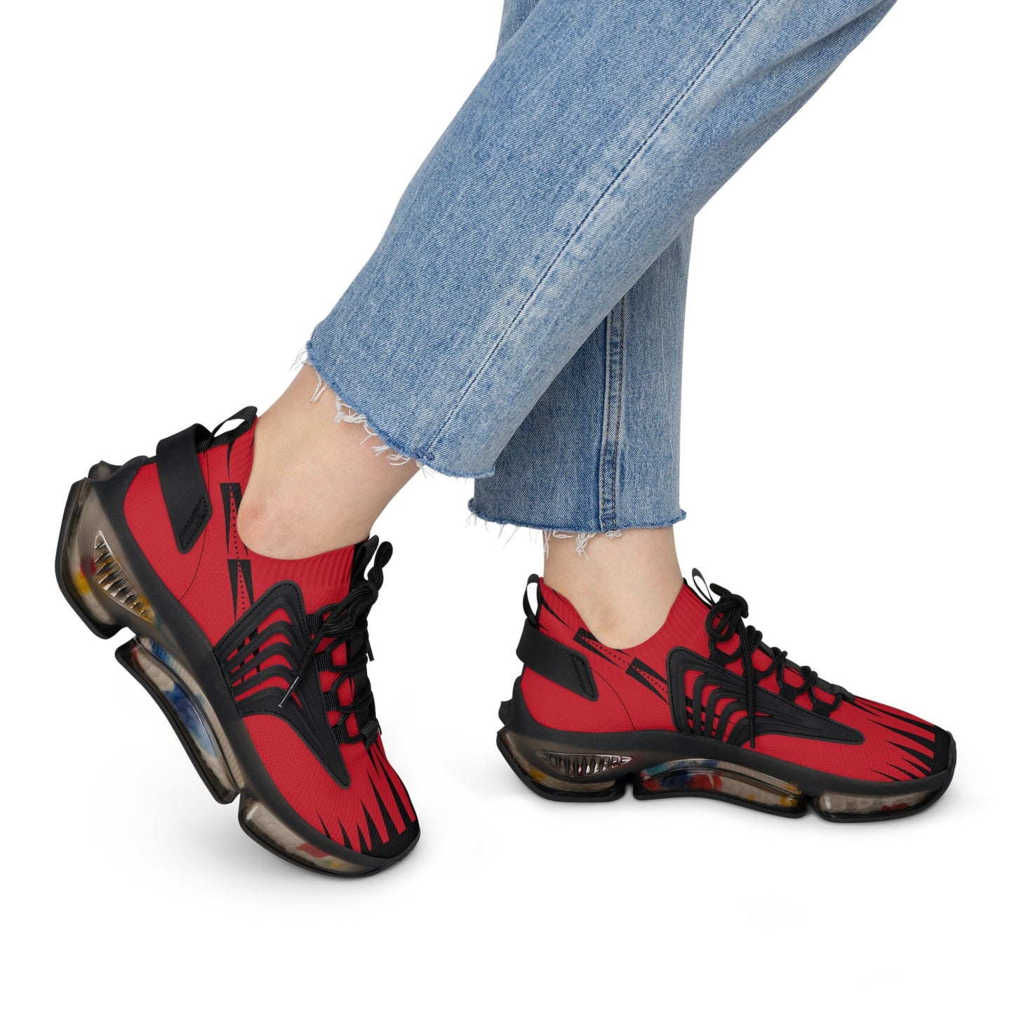 Women's Native Red Mesh Sneakers - Nikikw Designs