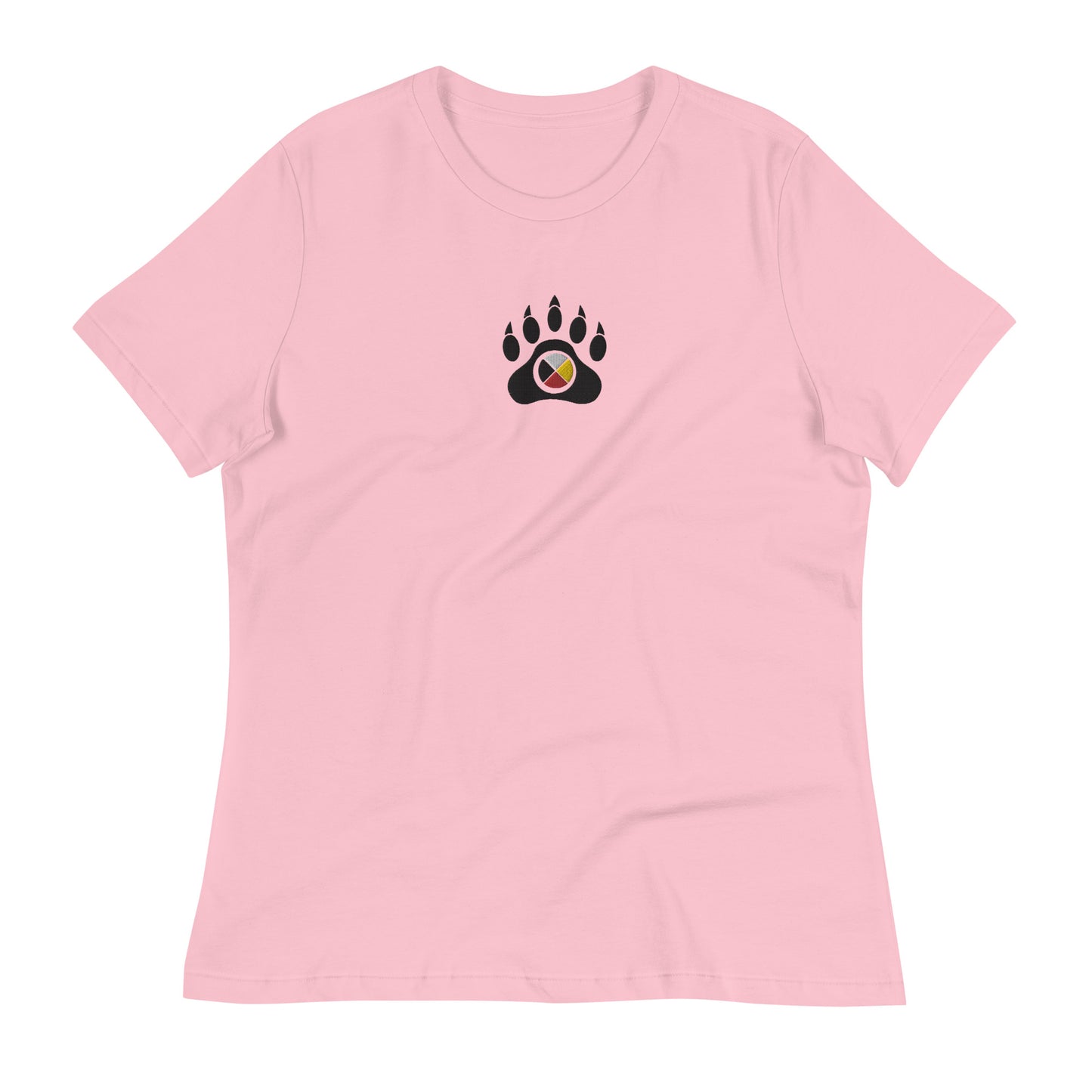 Women's Native Bear Embroidered Relaxed T-Shirt - Nikikw Designs