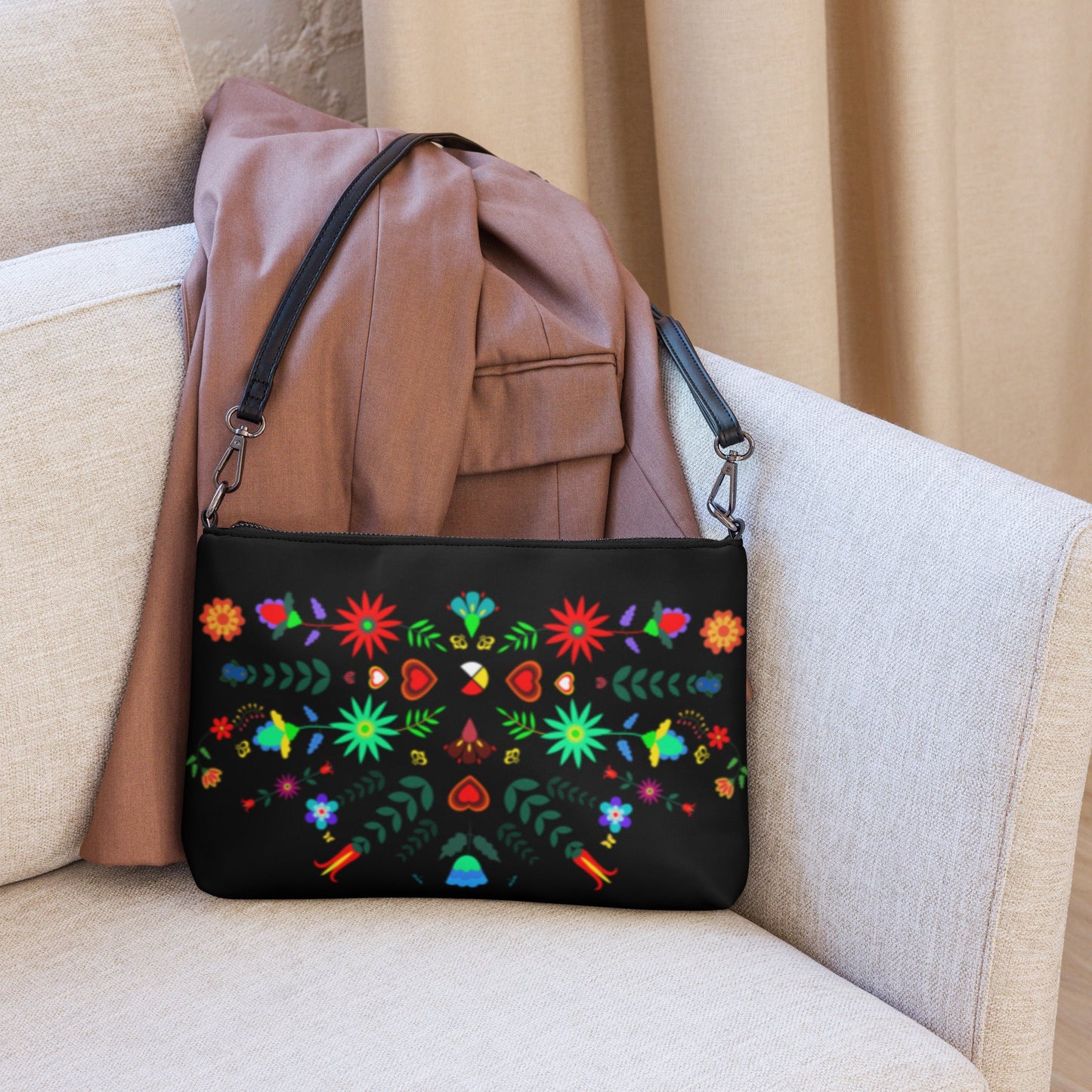 Native Floral Berries Crossbody bag Purse - Nikikw Designs