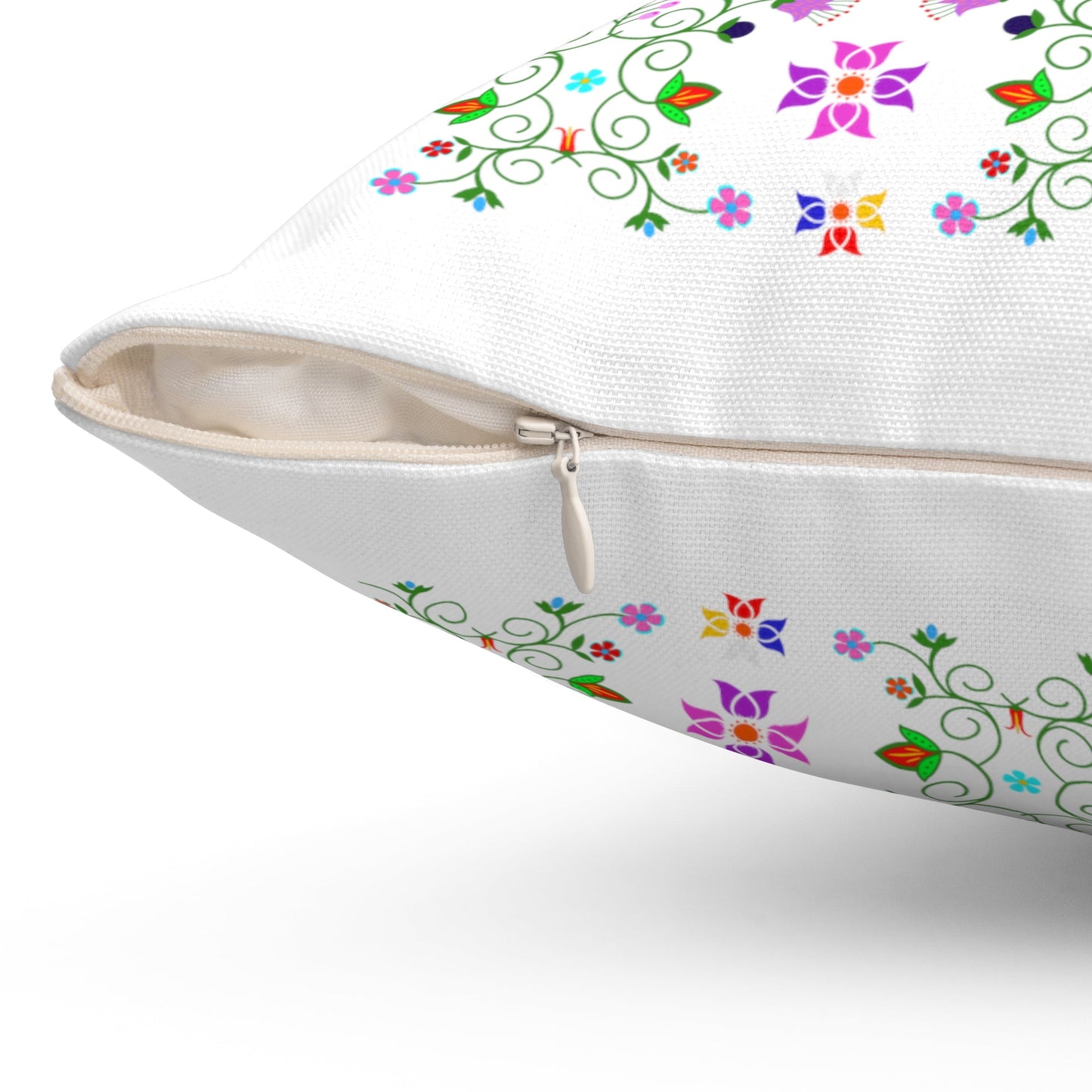 Native Floral Square Pillow White - Nikikw Designs
