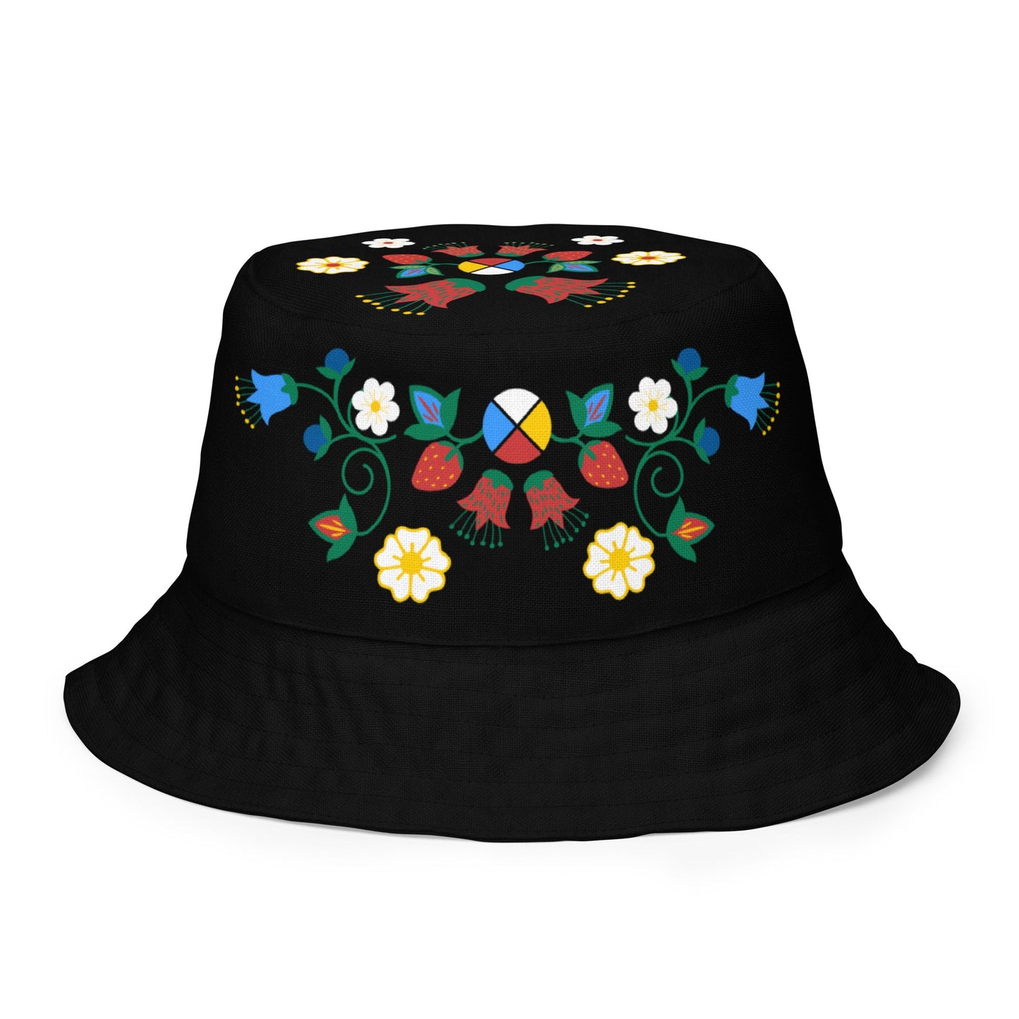 Native Floral Strawberry's Reversible bucket hat - Nikikw Designs