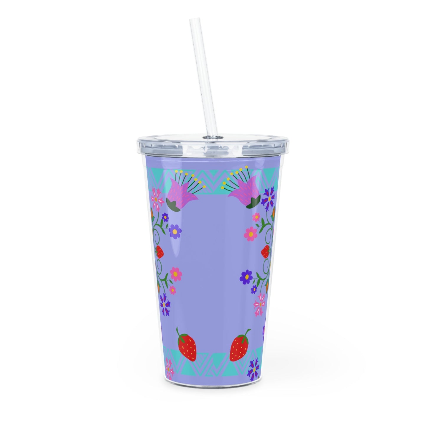 Native Floral Tumbler with Straw - Nikikw Designs