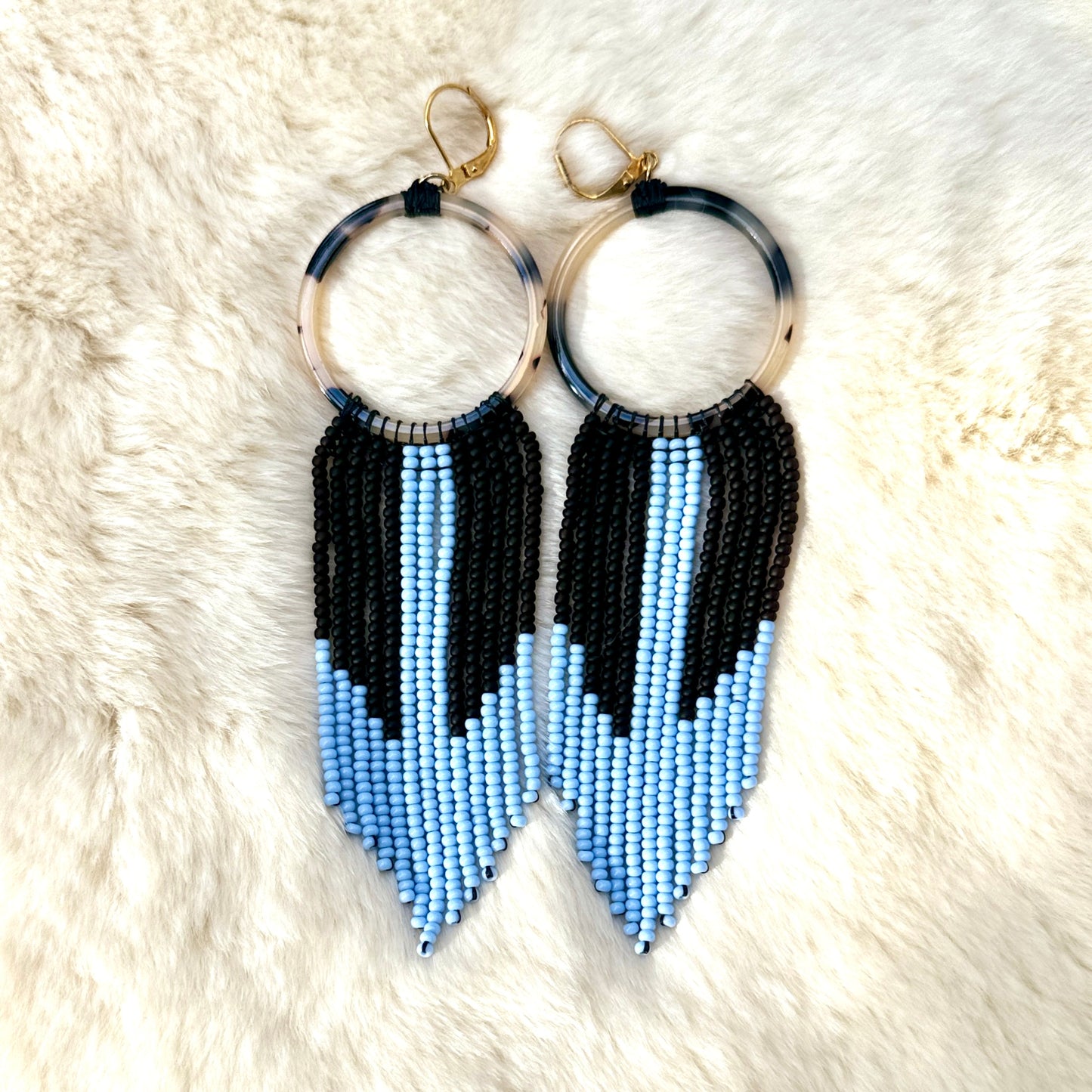 Tortoise Hoop Fringe Earrings