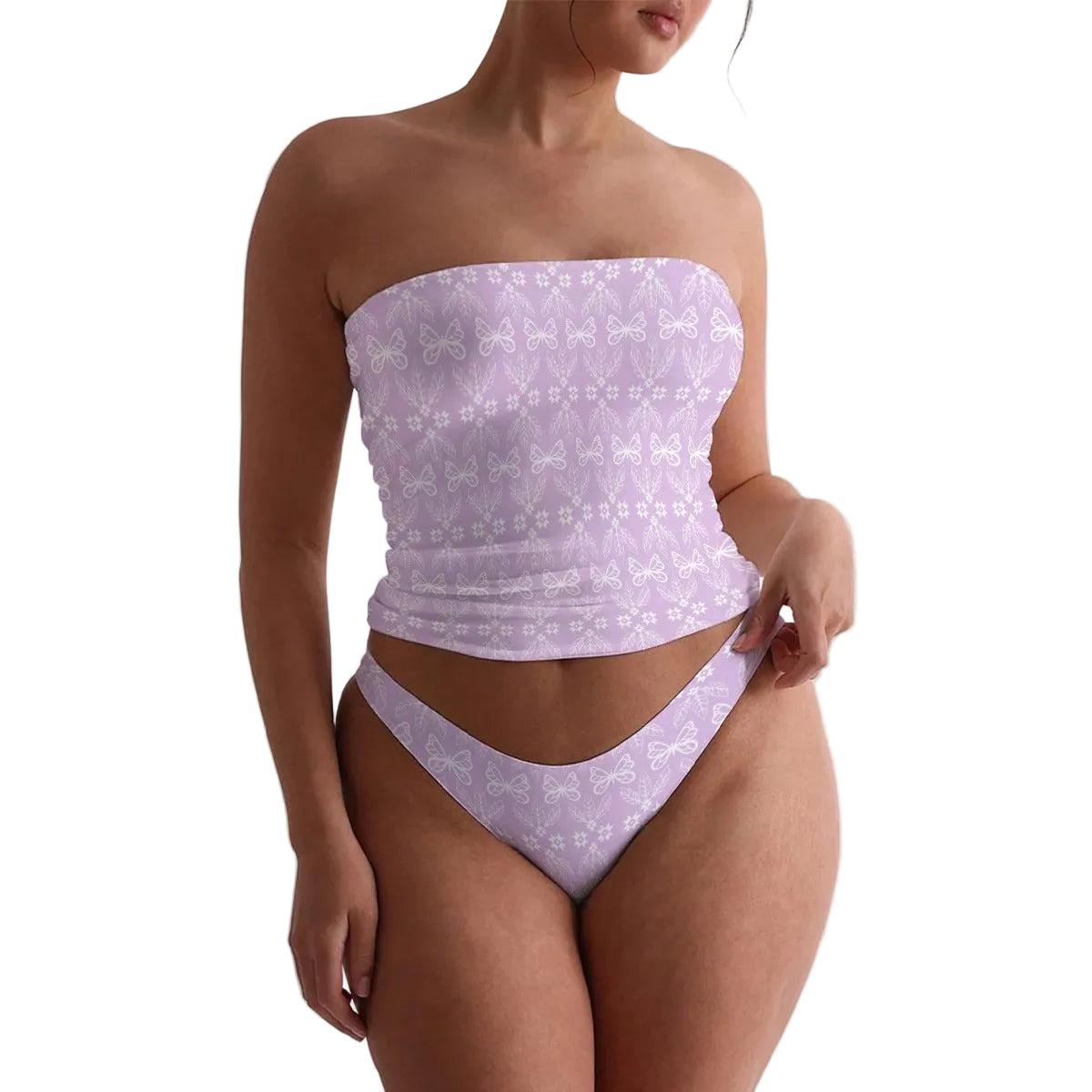 Butterfly Floral Sheer Lounge Thong Set Blossom