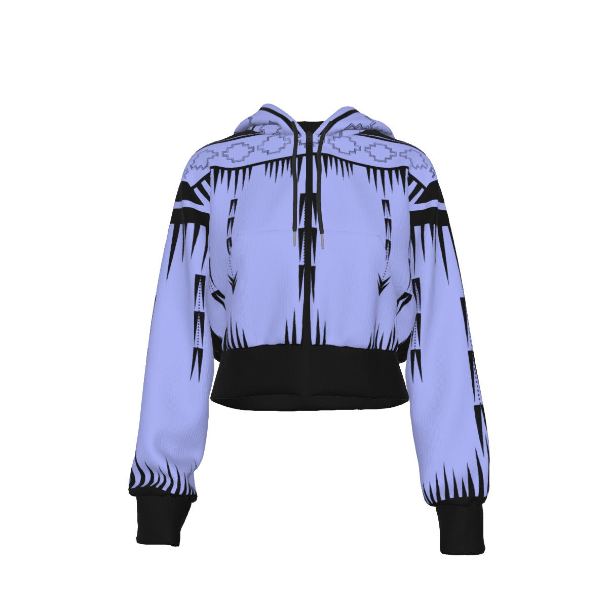 Native Print Cropped Zip up Hoodie