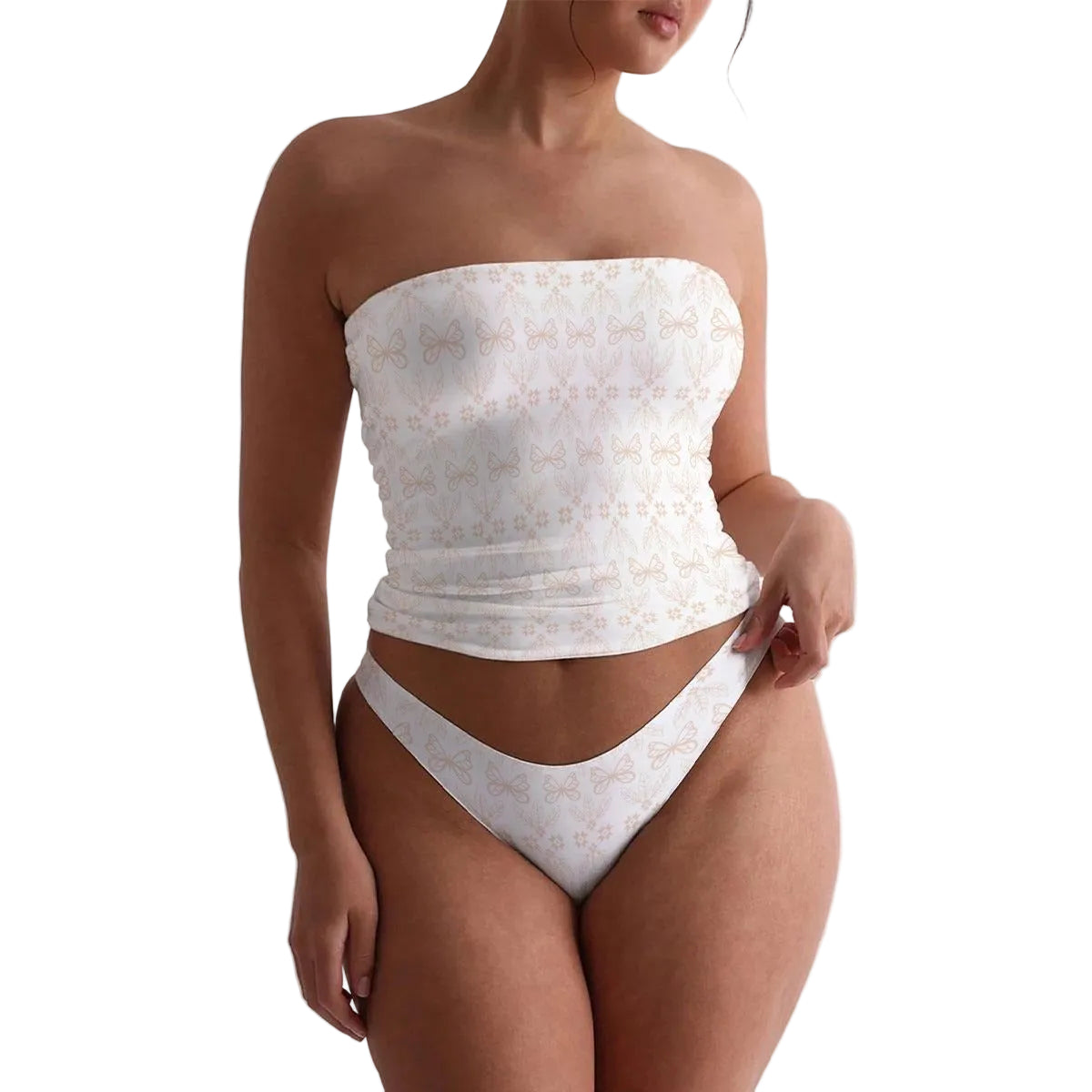 Butterfly Floral Sheer Lounge Thong Set