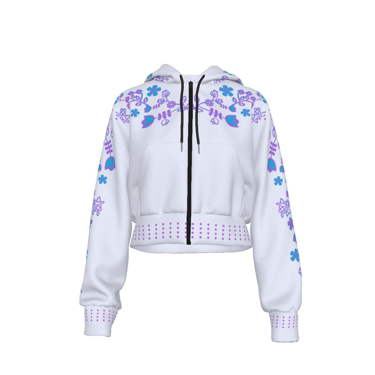 Floral Cropped Zip up Hoodie