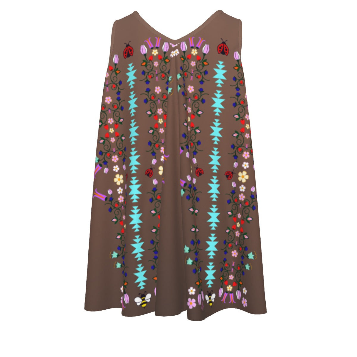 Girls Cotton ᓇᓈᑐᐦᑳᐧᐸᑲᐧᓃᐤ it has many-coloured flowers Dress
