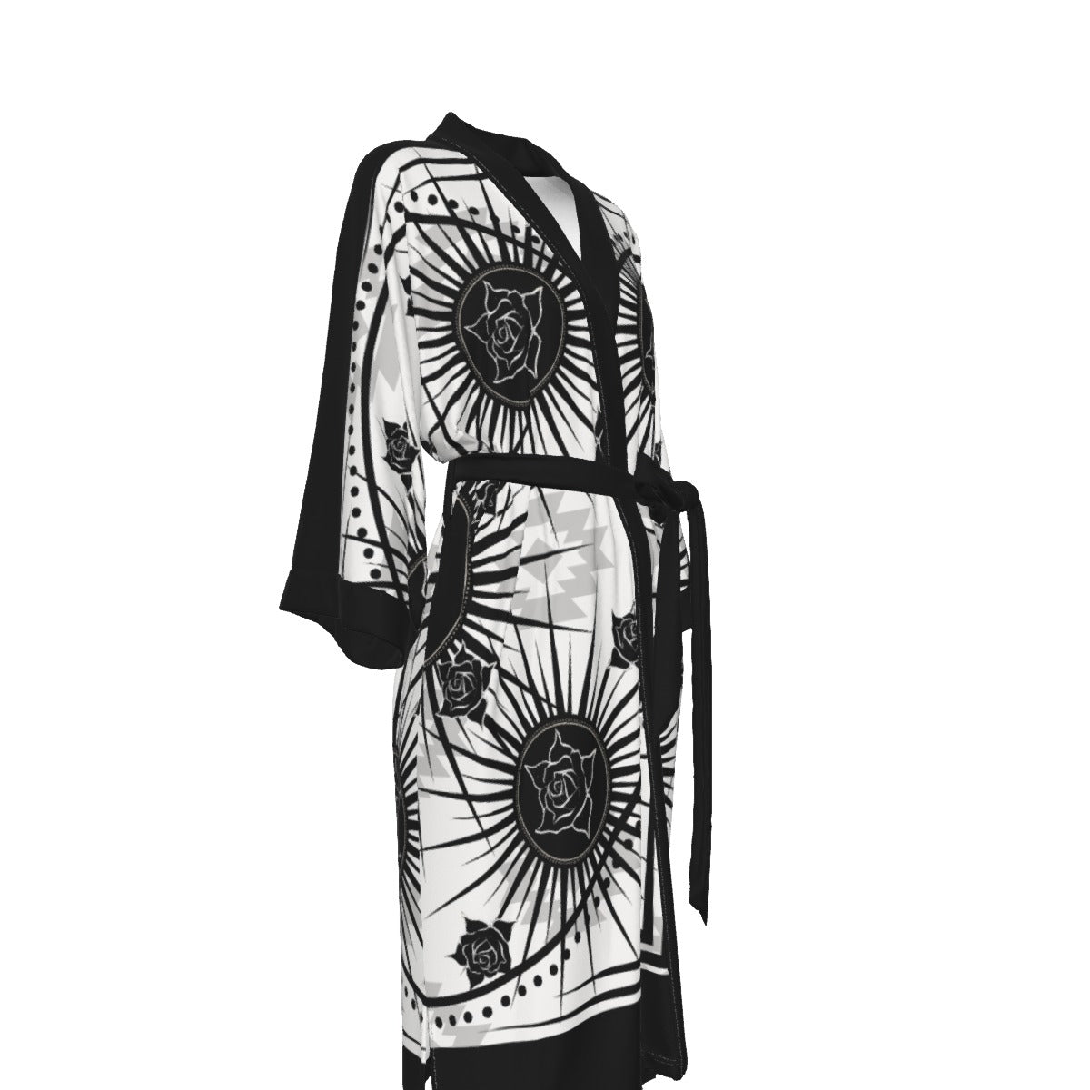 Deadly Rose Satin Kimono Robe