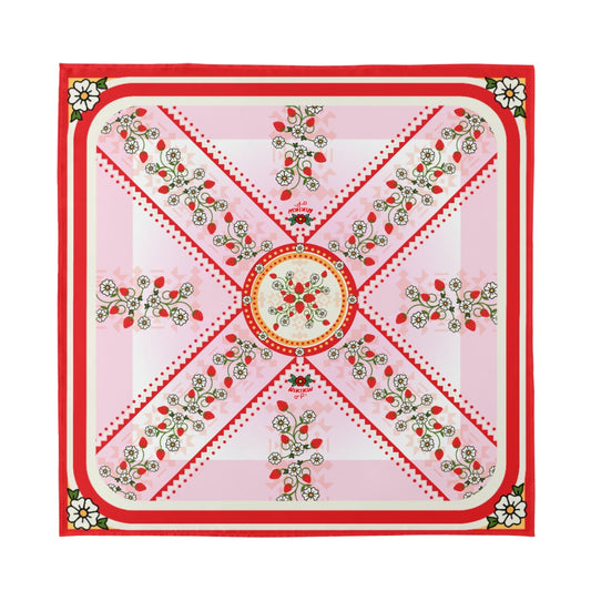 Strawberry Heart Berry Pink Kokum Silky Scarf