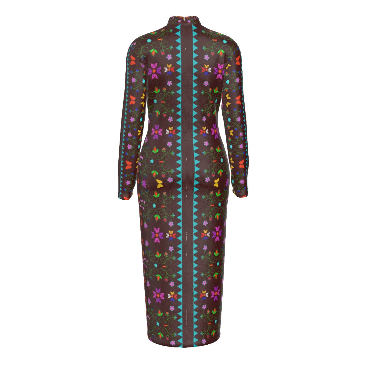 Native Floral Print Mockneck Dress