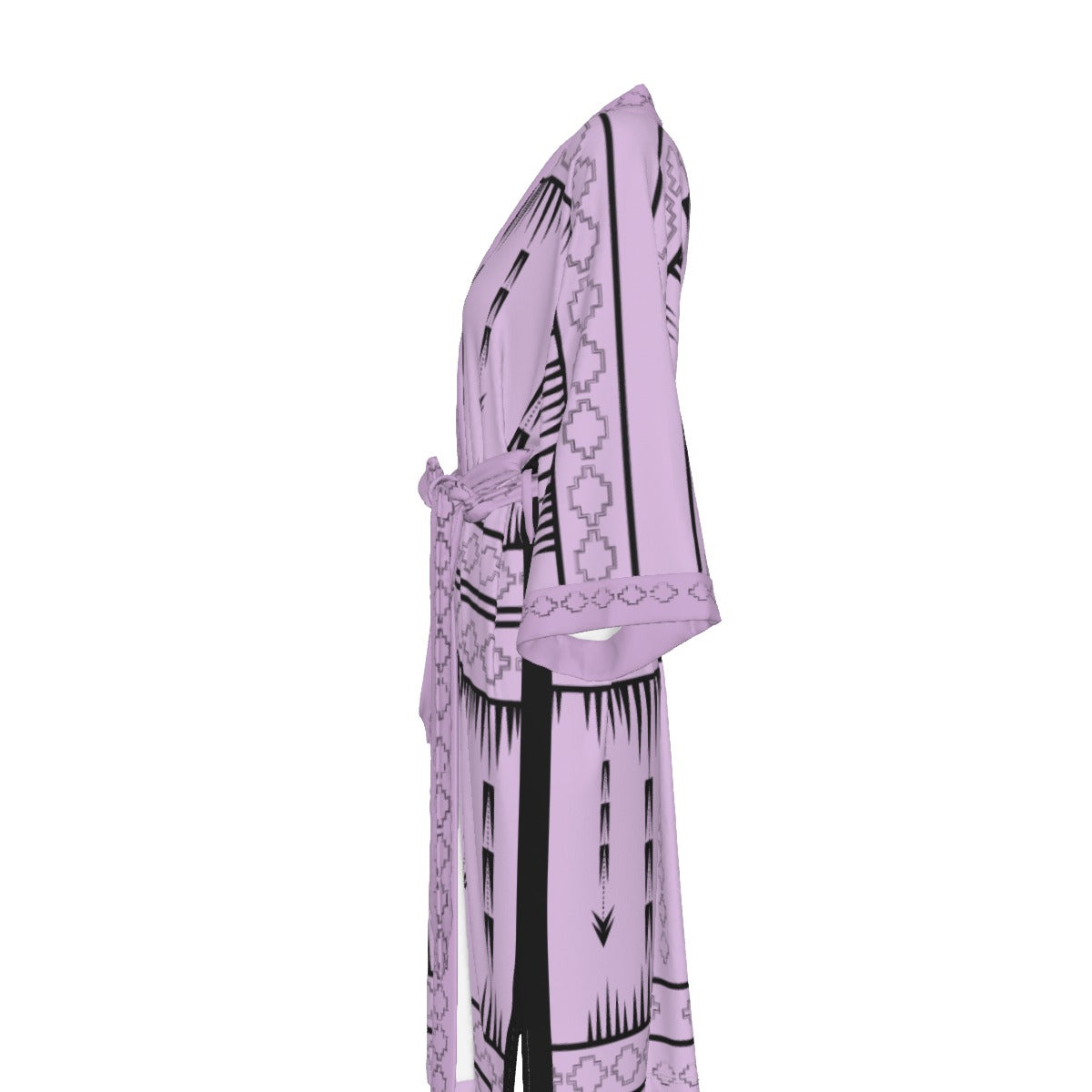 Native Print Satin Kimono Robe