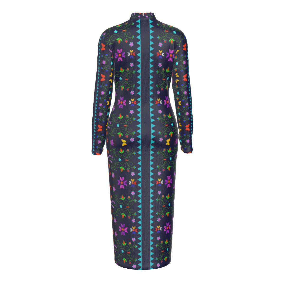 Native Floral Print Mockneck Dress