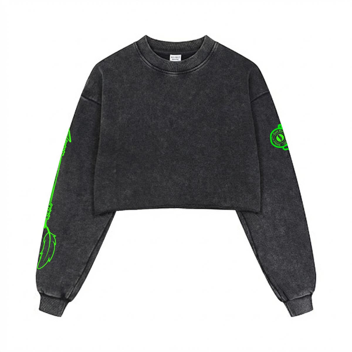 Land Back Cropped Distressed Sweatshirt