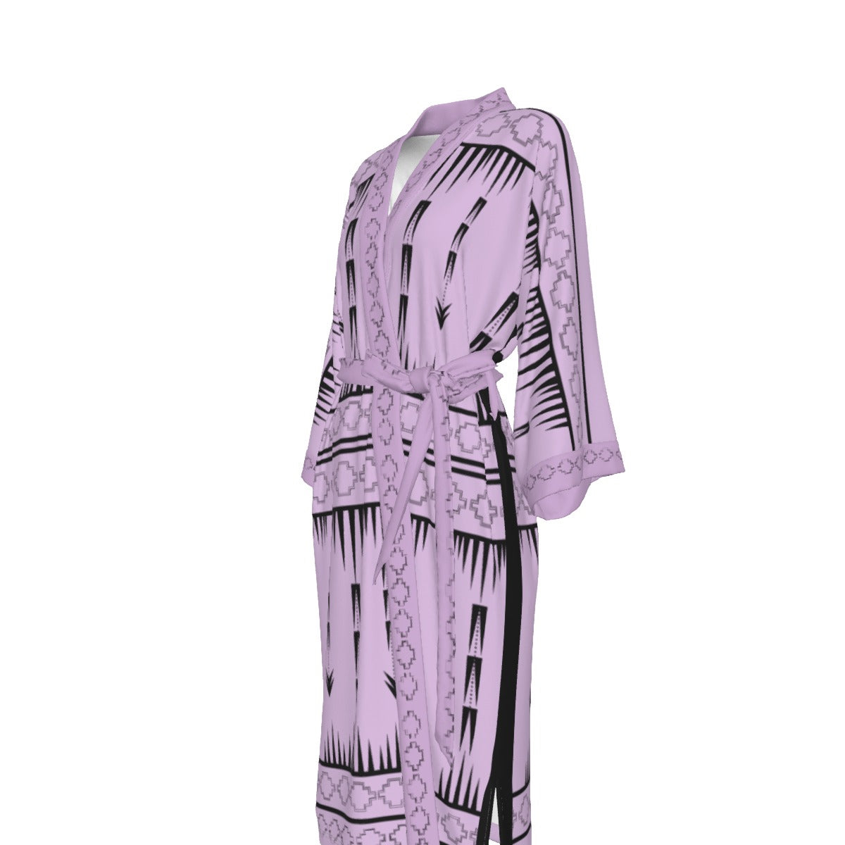 Native Print Satin Kimono Robe