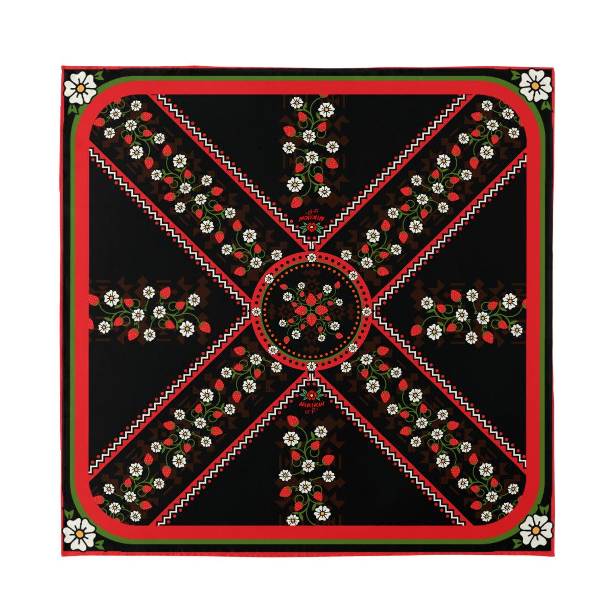 Strawberry Heart Berry Red Kokum Silky Scarf