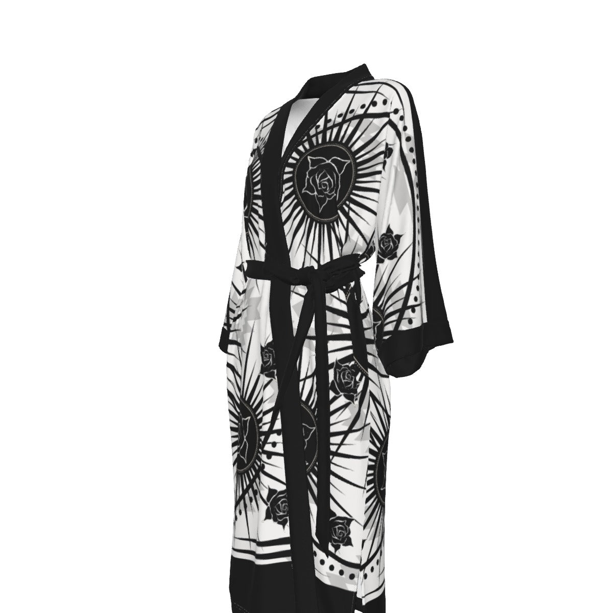 Deadly Rose Satin Kimono Robe