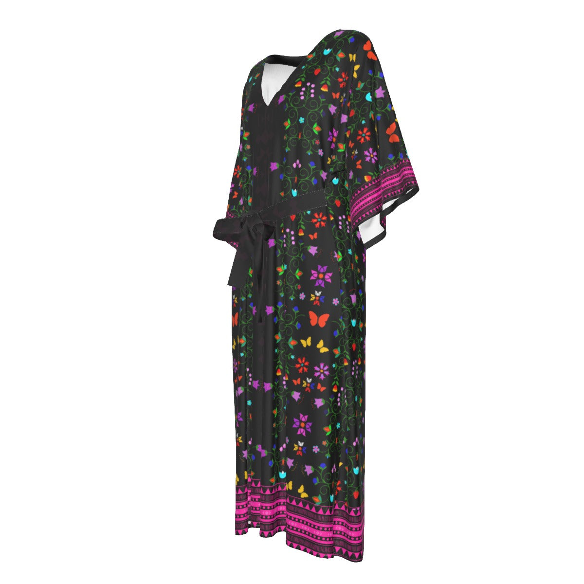 Native Woodland Floral Flowy Silky  Dress
