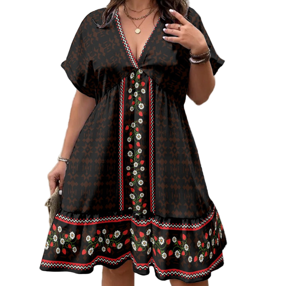 Strawberry Heart Berry Midi Dress