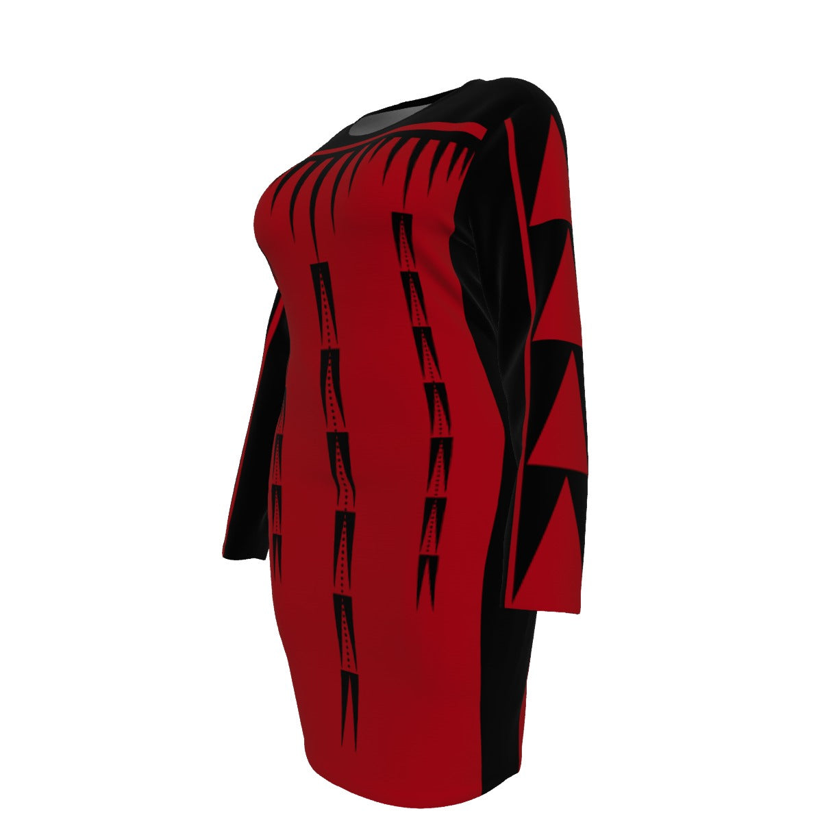 Native Print Mesh Dress Plus