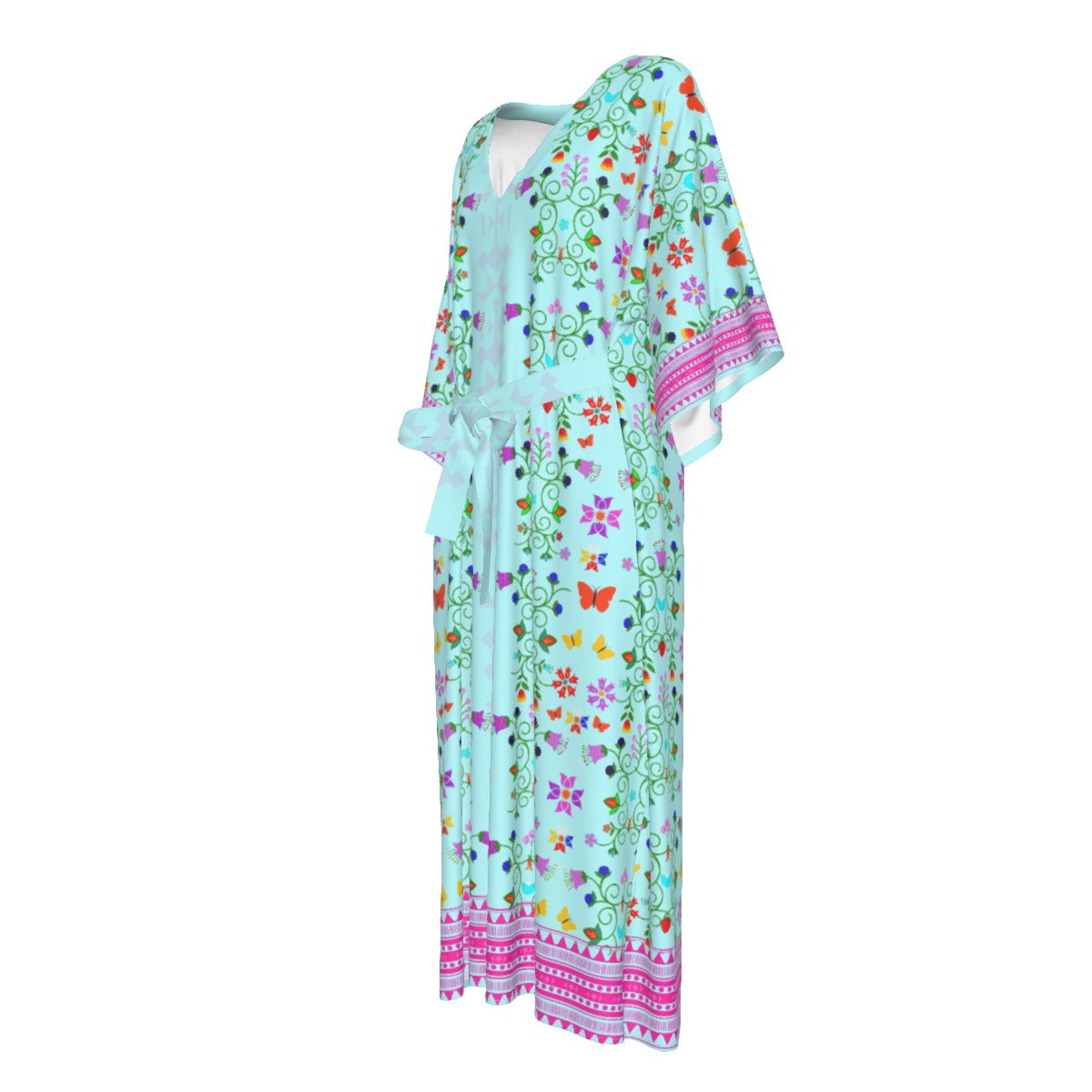 Native Woodland Floral Flowy Silky  Dress