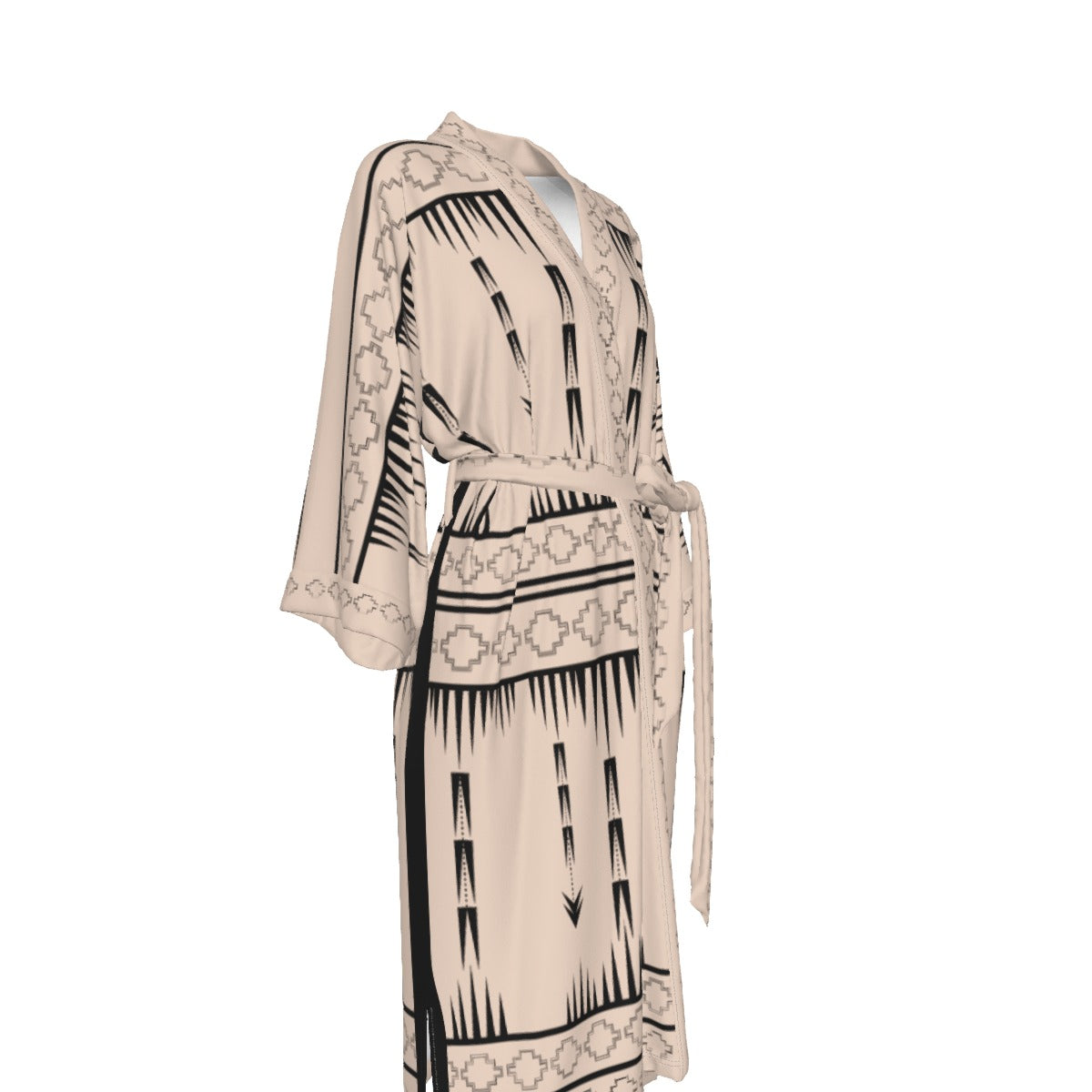 Native Print Satin Kimono Robe