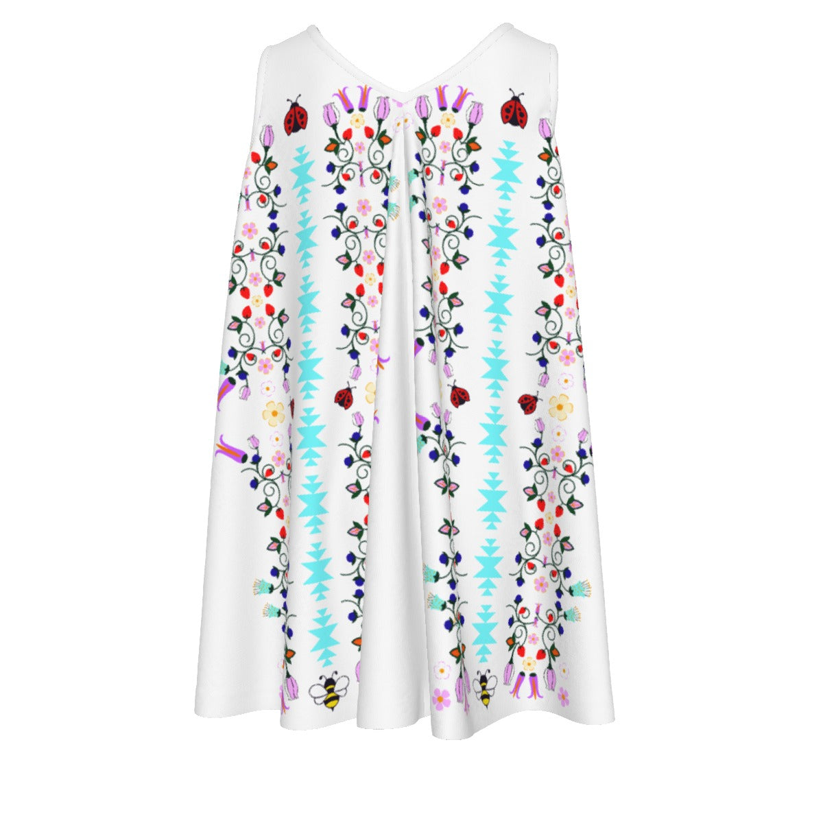 Girls Cotton ᓇᓈᑐᐦᑳᐧᐸᑲᐧᓃᐤ it has many-coloured flowers Dress