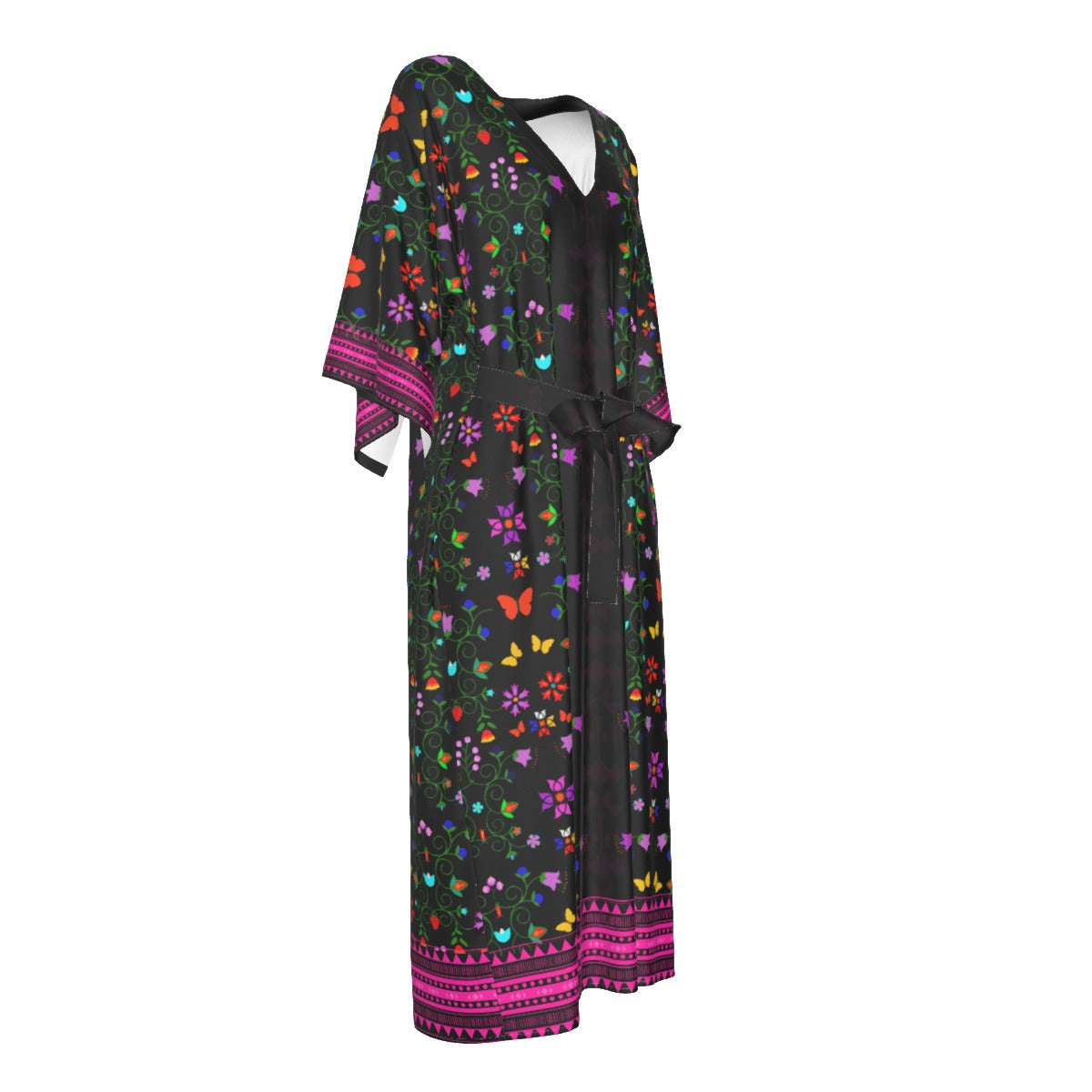 Native Woodland Floral Flowy Silky  Dress