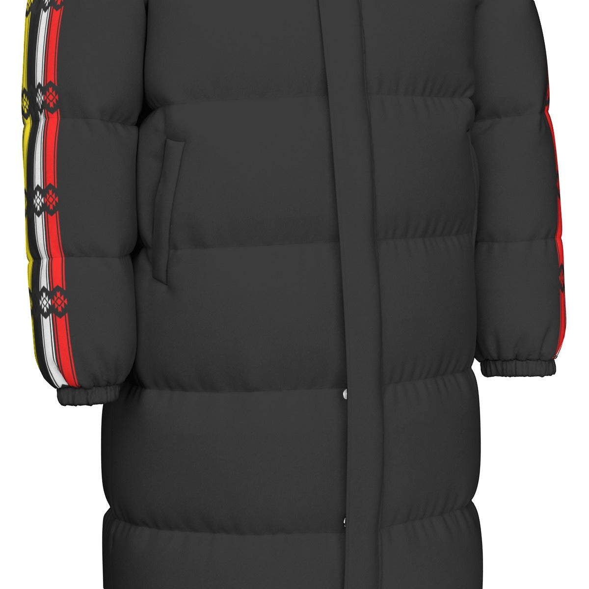 Medicine Wheel Ribbon Long Duck Down Jacket