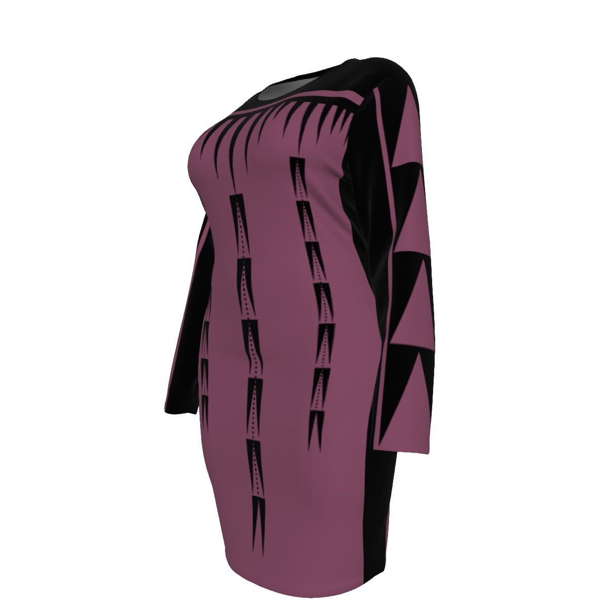 Native Print Mesh Dress Plus